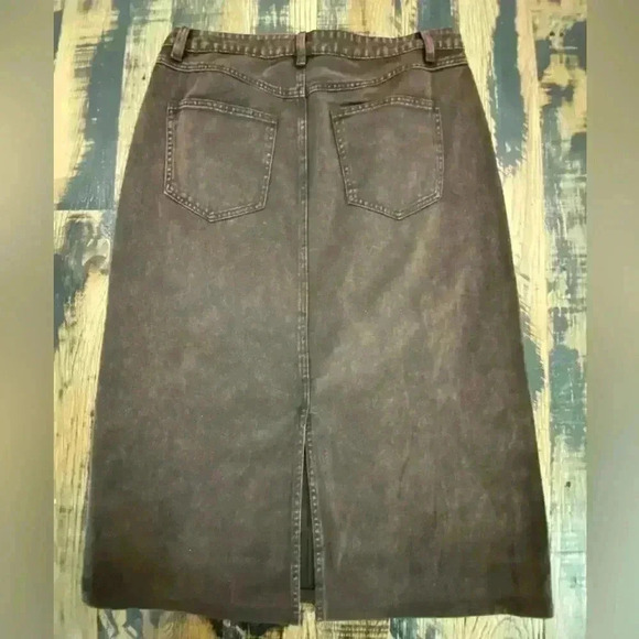 Gestuz Jamilla Long Denim Bitter Chocolate Skirt Size EU 44 US 12 - Picture 7 of 14